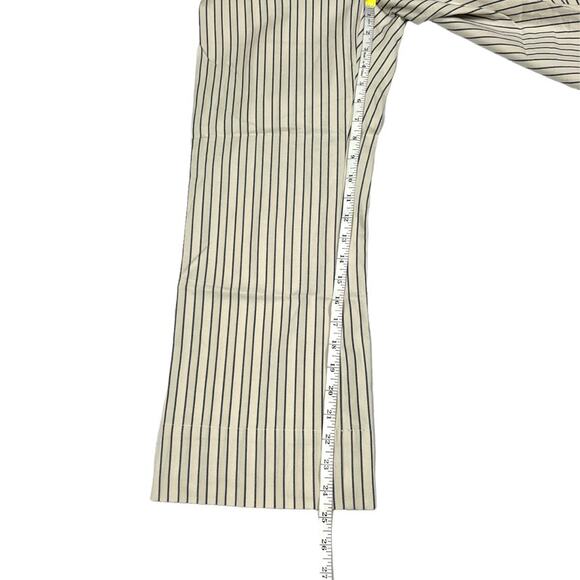 CAbi Pants #5316 Tick Tock Striped Cropped Bootcut Kick Flare Cream Blue Women 2 - Picture 6 of 13